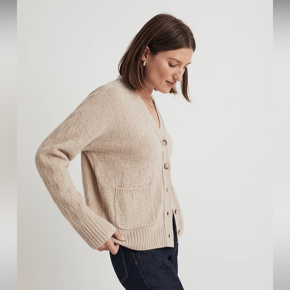 NWT Madewell (Re)sourced Cashmere Cardigan in Checkerboard XXS - Picture 4 of 7